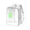 En el frontal de la mochila